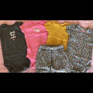 🛍4 Baby girl Onesies with matching pants